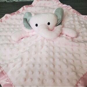 Just Born Pink Elephant Baby Plush Security Blanket Lovey Dimple Dot Minky Silky